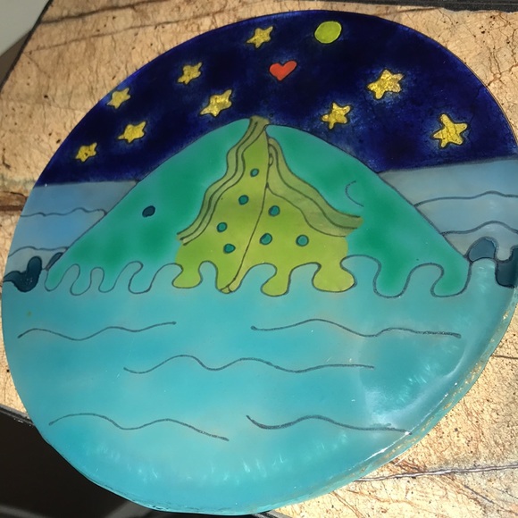 Whales Pair Sea/Sky/Stars/Moon Heart Stained Glass - Picture 7 of 8